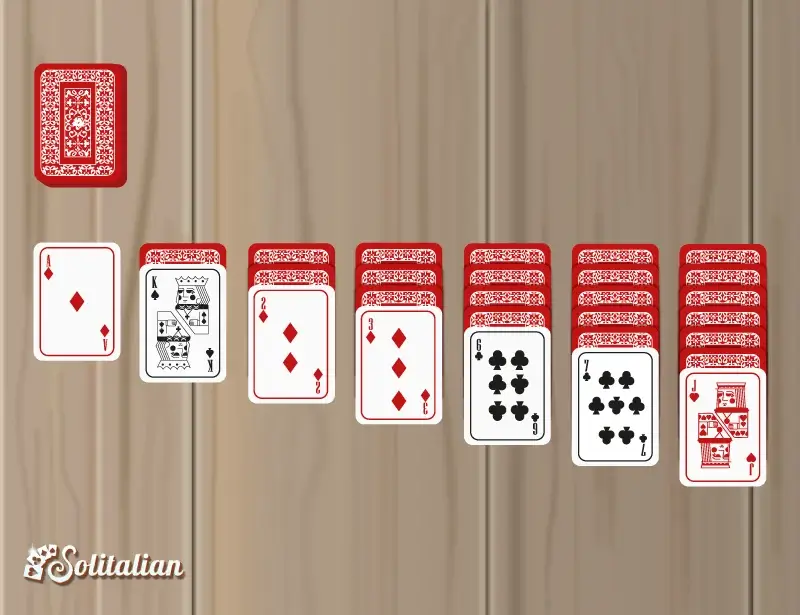 Passaggio 4 posiziona il mazzo di riserva sopra il tableau