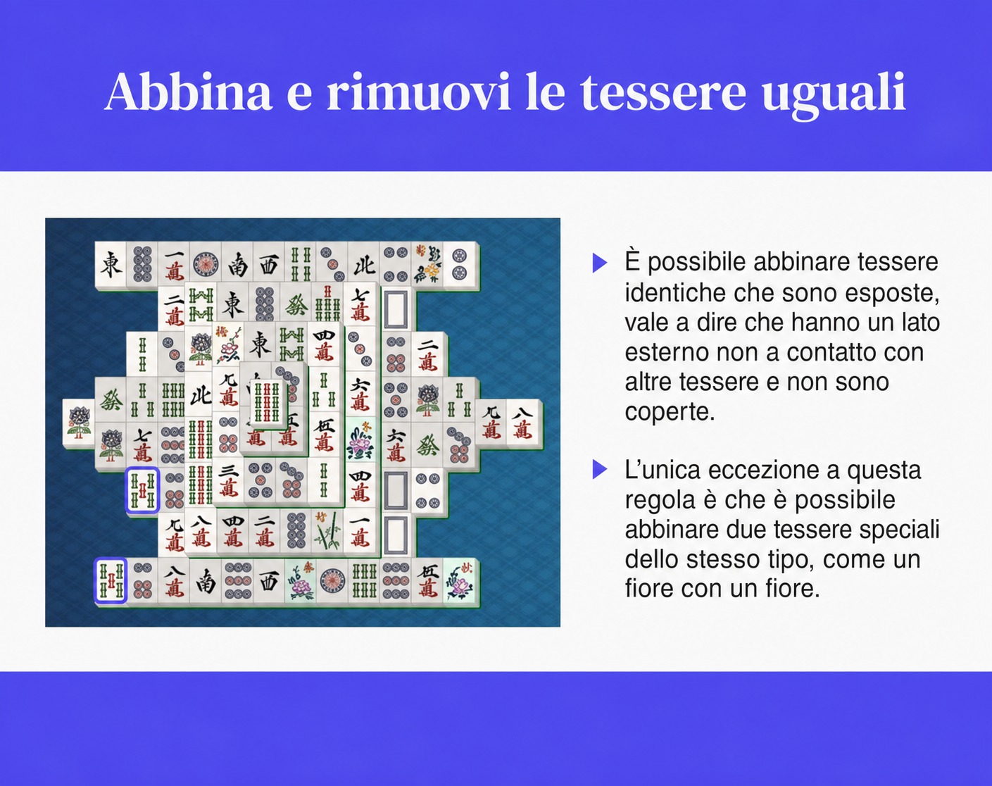 Abbina e rimuovi le tessere nel Mahjong
